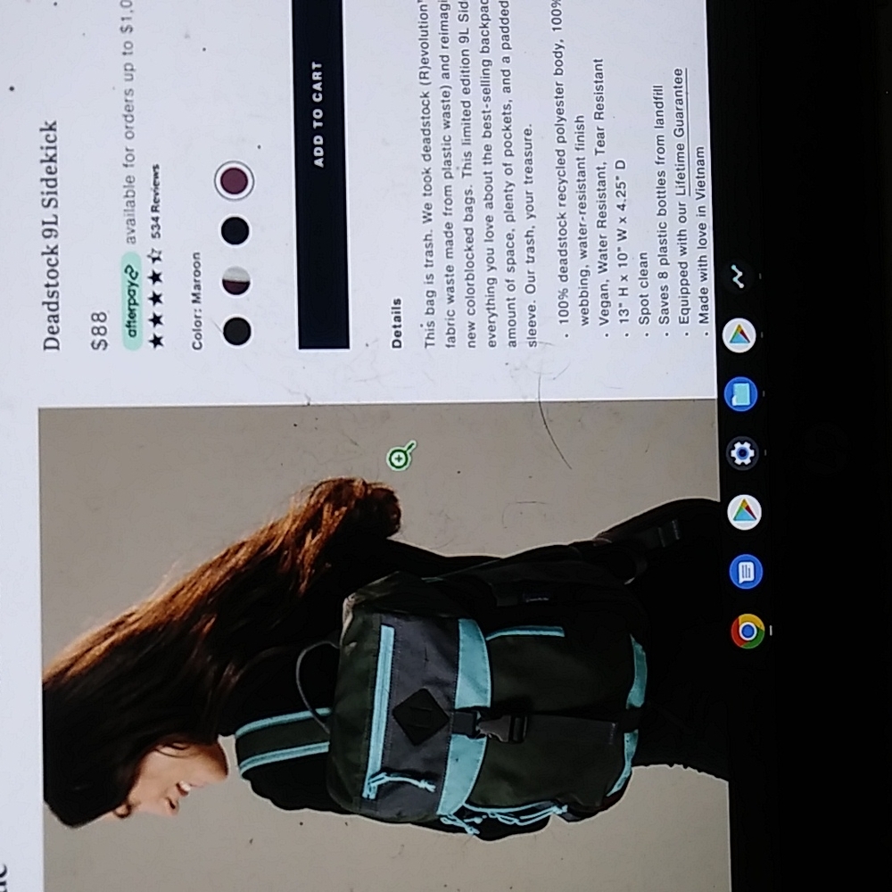 United By Blue Deadstock 9L Sidekick Backpack Bag recycled/limited edition new